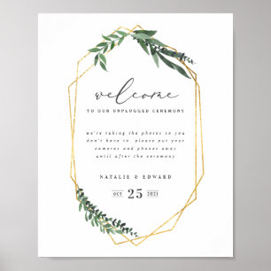 Goud Geometrische waterverf groen Poster