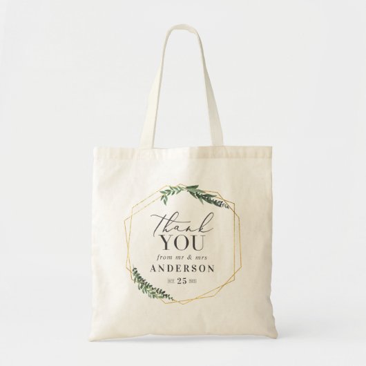 Goud Geometrische waterverf groen Tote Bag (Voorkant)