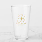Goud Gepersonaliseerd Monogram en Naam Bruidsmeisj Glas (Voorkant)