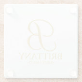 Goud Gepersonaliseerd Monogram en Naam Bruidsmeisj Glazen Onderzetter (Achterkant)