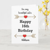 Goud - gepersonaliseerd zestiende verjaardag Zuste Kaart (Gele Bloem)