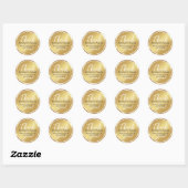 Goud | Gepersonaliseerde Dank Je Wel Ronde Sticker (Vel)