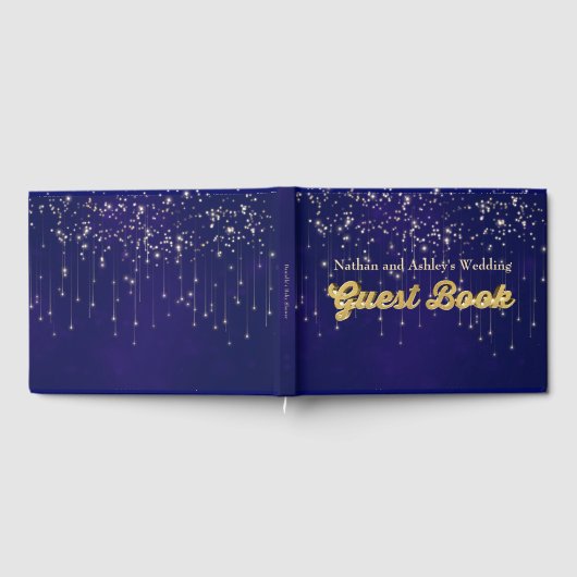 Goud Gepersonaliseerde Fairy Lights Bruiloft Gastenboek (Volledig)