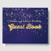Goud Gepersonaliseerde Fairy Lights Bruiloft Gastenboek (Voorkant)