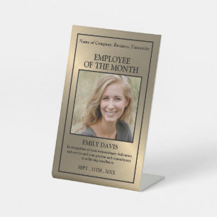 Goud/gepersonaliseerde foto - Employee Award Reclamebord Met Voetstuk