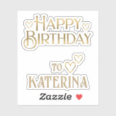 Goud Gepersonaliseerde Gelukkige Verjaardag Sticke Sticker (Vel)