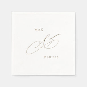 Goud Gepersonaliseerde Witte Elegante Huwelijkscoc Servet