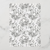 Goud geperst Elegant Hand Drawn Floral Wedding Folie Uitnodiging (Achterkant)