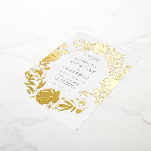 Goud geperst ventilatorkruid folie uitnodiging (Gedraaid)