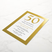 Goud Geperste Rand 50ste Huwelijksverjaardag Goud Folie Uitnodiging (Gedraaid)