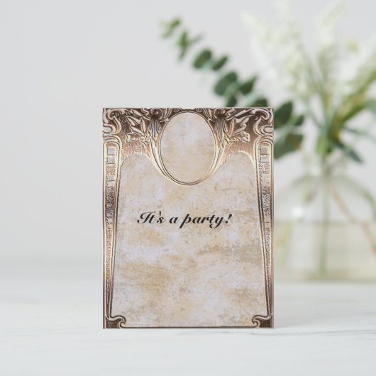 Goud geprägde Stoom-punk Bruiloft Kaart (Staand voorkant)