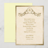 Goud geprägte monogram uitnodiging (Voorkant / Achterkant)