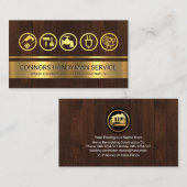 Goud gereedschap op hout visitekaartje (Voorkant / Achterkant)