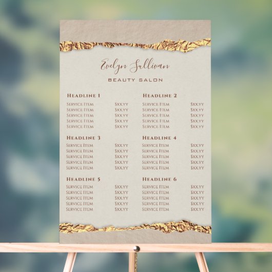 Goud geript papier prijslijst acryl bord (Neutraal)