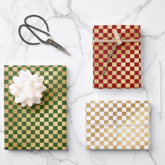Goud geruit Boxed patroon Inpakpapier Vel (Voorkant)