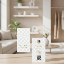 Goud Geruite QR-code Boutique Verticale Foto Visitekaartje