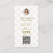 Goud Geruite QR-code Boutique Verticale Foto Visitekaartje (Achterkant)