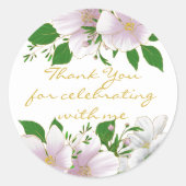 Goud geschetst elegante roze bloemenbruiloft ronde sticker (Voorkant)