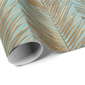 Goud geschilderd tropisch palmpatroon cadeaupapier (Rol Hoek)