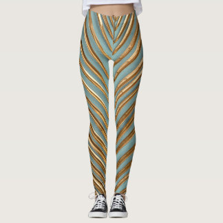 Goud geschilderd tropisch palmpatroon leggings