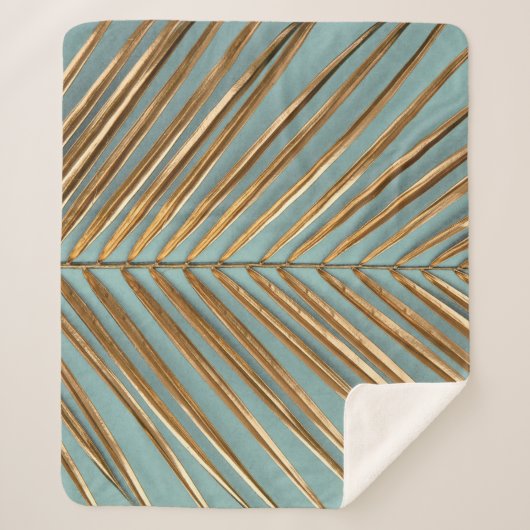 Goud geschilderd tropisch palmpatroon sherpa deken (Voorkant)