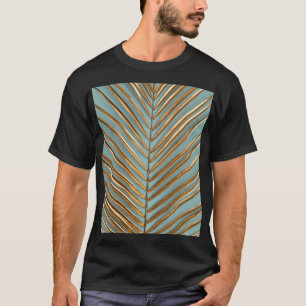 Goud geschilderd tropisch palmpatroon t-shirt