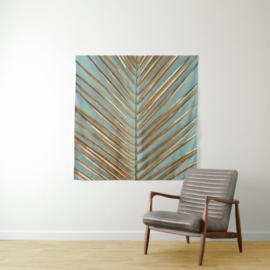 Goud geschilderd tropisch palmpatroon wandkleed (In situ)