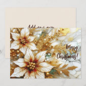 Goud geschilderde Poinsettia's 02 Feestdagenkaart (Voorkant / Achterkant)