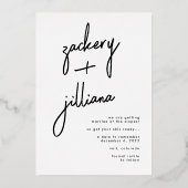 Goud geschreven, aangepaste, stijlvolle foto opsla folie uitnodiging (Achterkant)