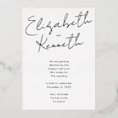 Goud geschreven eigen namen Foto opslaan Datum Folie Uitnodiging (Achterkant)