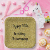 Goud Gespikkeld 50e bruiloft Jubileum, Papieren Bordje (Feest)