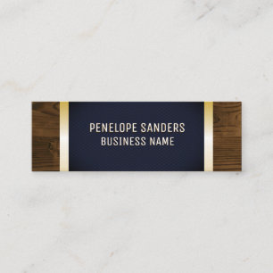 Goud gespikkeld Donkerblauw goud metaal houten a Mini Visitekaartje