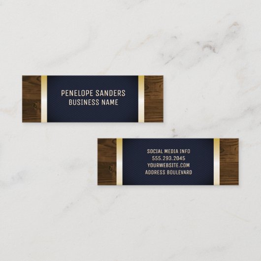 Goud Gespikkeld | Donkerblauwe goudtroep Mini Visitekaartje (Voorkant / Achterkant)