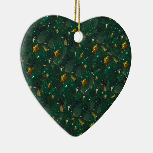 Goud Gespikkeld Groen Ornament van het Hart (Rechts)