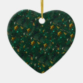 Goud Gespikkeld Groen Ornament van het Hart (Voorkant)