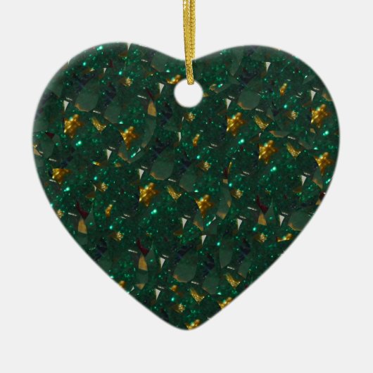 Goud Gespikkeld Groen Ornament van het Hart (Voorkant)