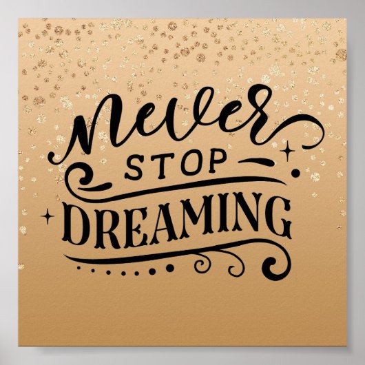 Goud Gespikkeld Inspirerend Citaat Poster (Voorkant)