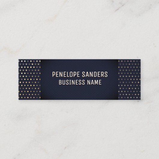Goud gespikkeld patroon | Luxe donkerblauw Mini Visitekaartje (Voorkant)