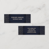 Goud gespikkeld patroon | Luxe donkerblauw Mini Visitekaartje (Voorkant / Achterkant)