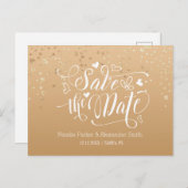 Goud gespikkeld | Save The Date Aankondigingskaart (Voorkant / Achterkant)