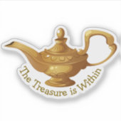 Goud gestileerde Arabische olielamp Schat Quote Sticker (Voorkant)