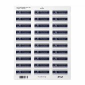 Goud Gestreept Blauw Monogram Initialen Naam Etike Etiket (Full Sheet)