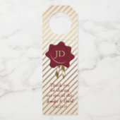 Goud gestreept met rode zegelwijn flessenhanger (Achterkant)