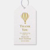 Goud Gestreepte Ballon Baby shower Dank u Cadeaulabel (Voorkant)