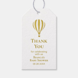 Goud Gestreepte Ballon Baby shower Dank u Cadeaulabel