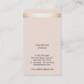 Goud Gestreepte Blush Roze Schoonheid Professionee Visitekaartje (Achterkant)