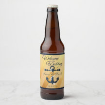 Goud gestreepte folie anchor bruiloft bier label
