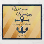 Goud gestreepte folie anchor bruiloft bier label etiket (Enkel label)