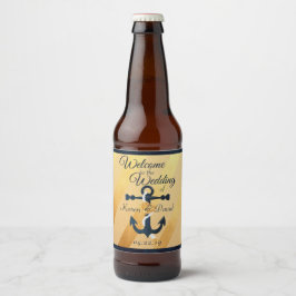 Goud gestreepte folie anchor bruiloft bier label etiket