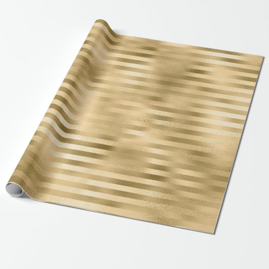 Goud gestreepte folie cadeaupapier (Uitgerold)
